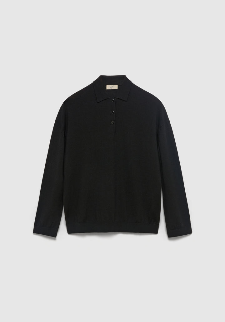 Polo-neck Cut-out Knit Sweater