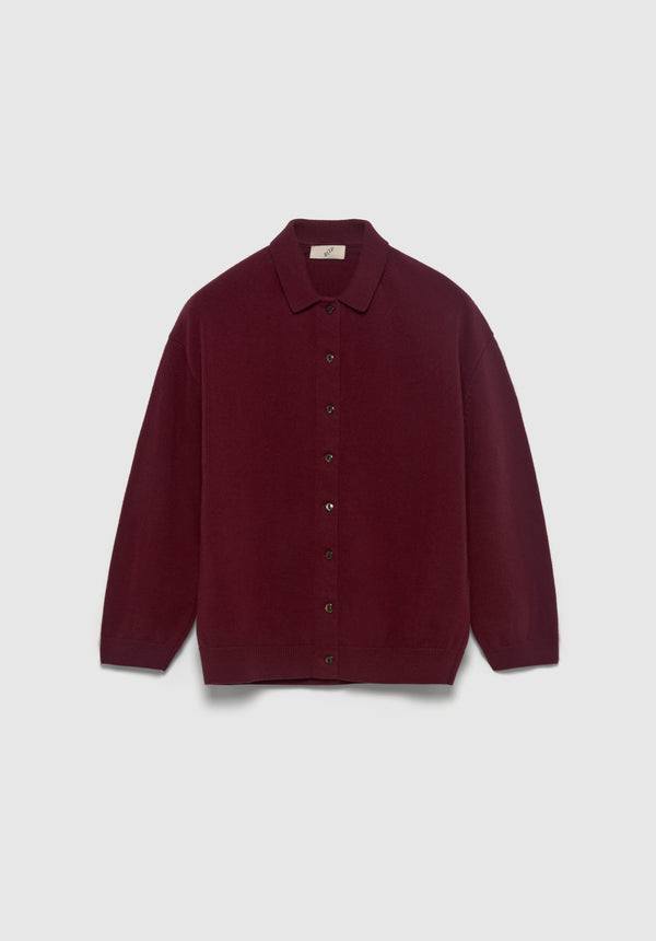 Polo-neck Knit Cardigan