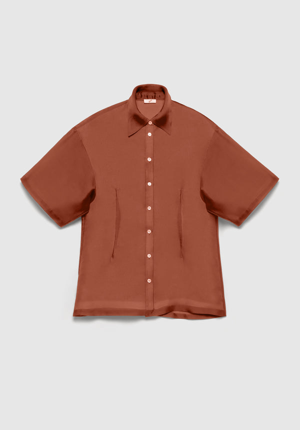 Verse Short-sleeve Organza Shirt