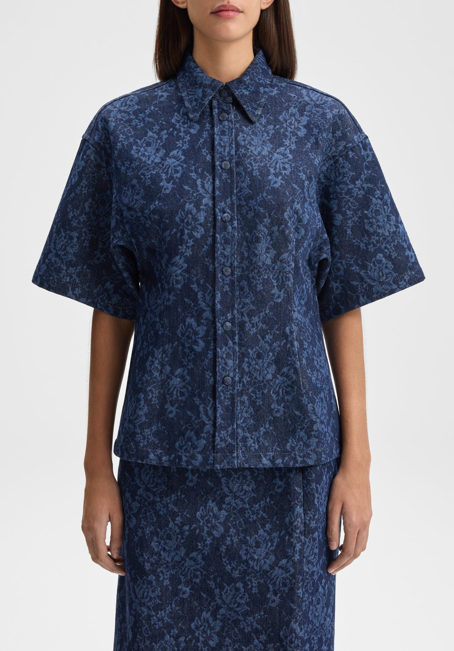 Lace Print Denim Shirt