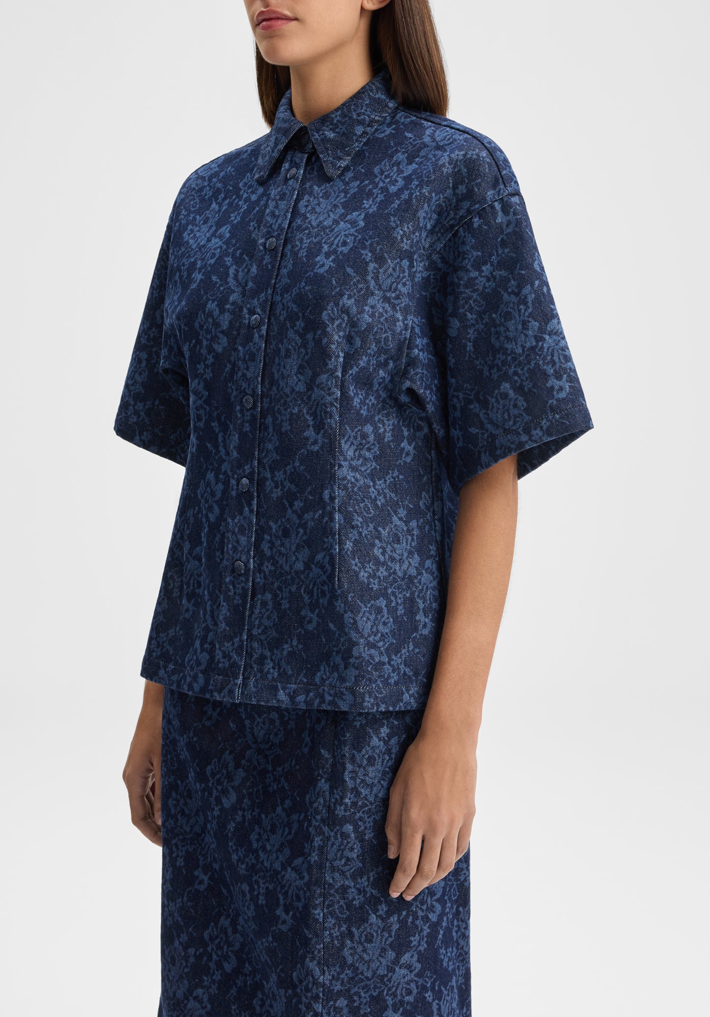 Lace Print Denim Shirt