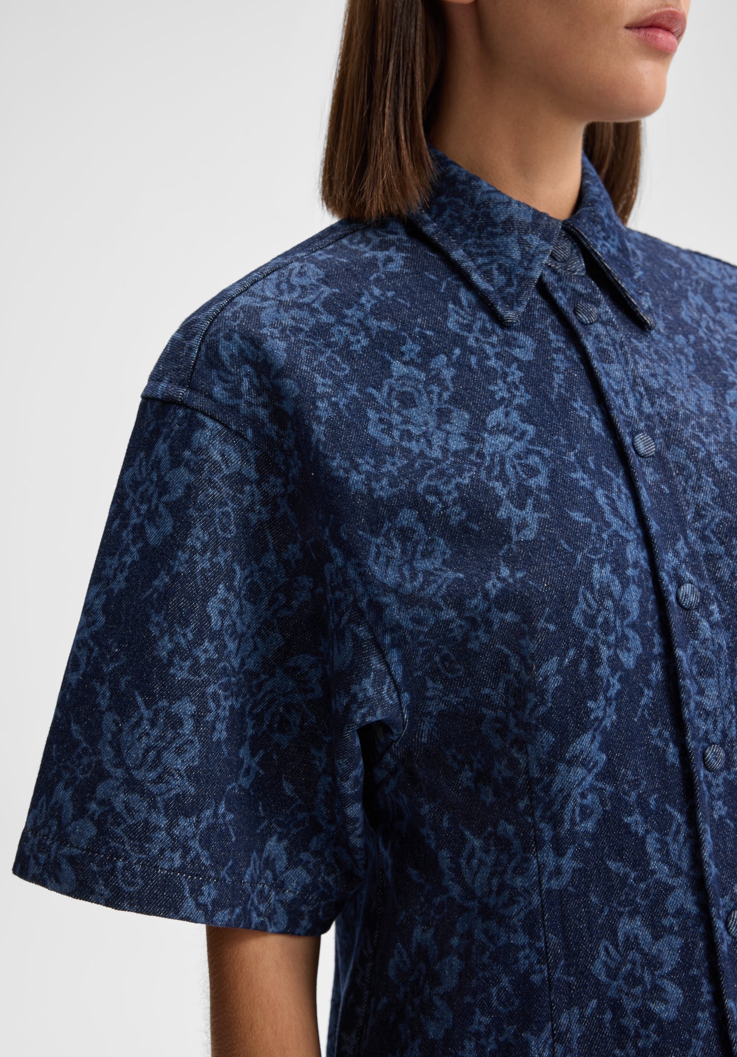 Lace Print Denim Shirt