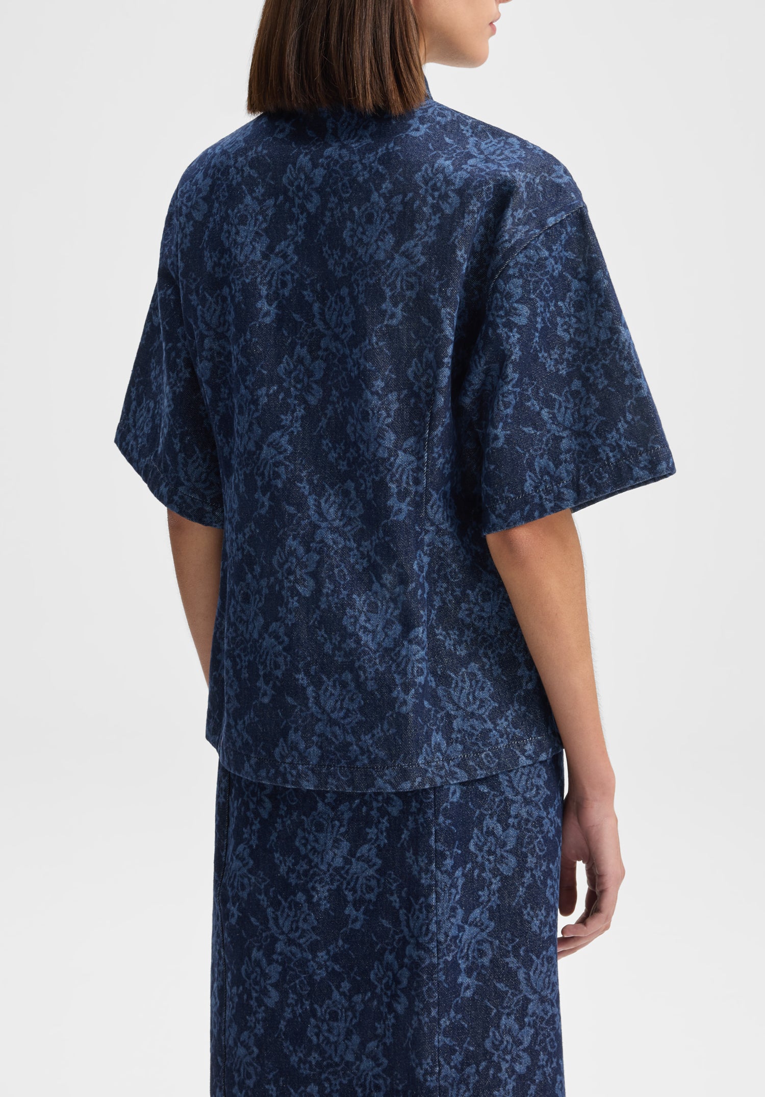 Lace Print Denim Shirt