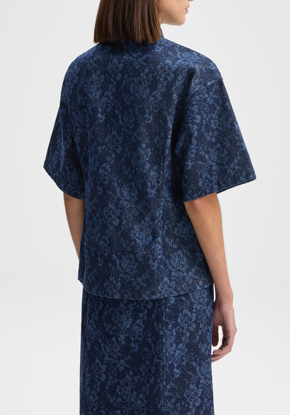 Lace Print Denim Shirt
