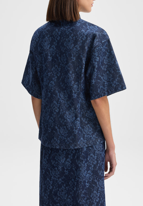 Lace Print Denim Shirt
