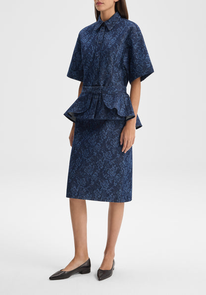 Lace Print Denim Skirt