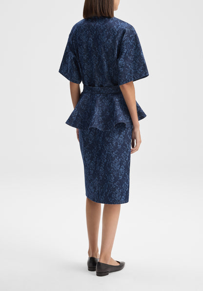 Lace Print Denim Skirt