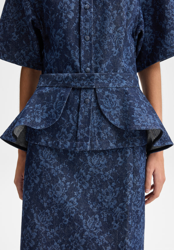 Lace Print Denim Petal Belt