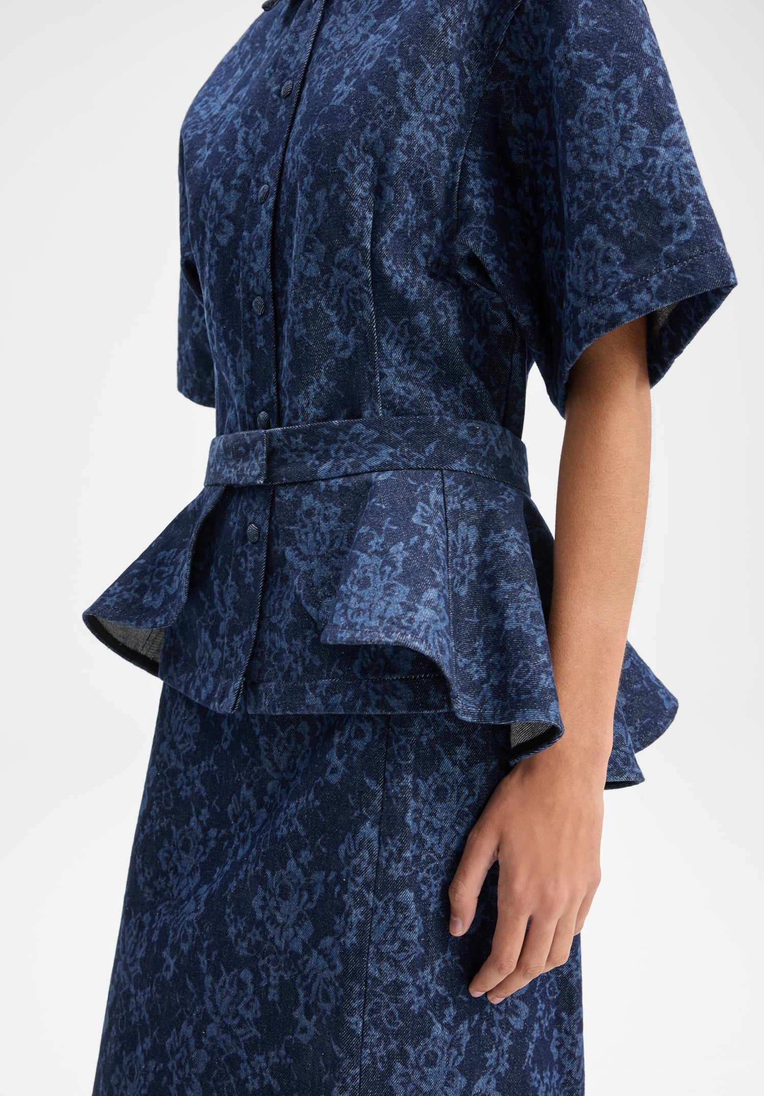 Lace Print Denim Petal Belt