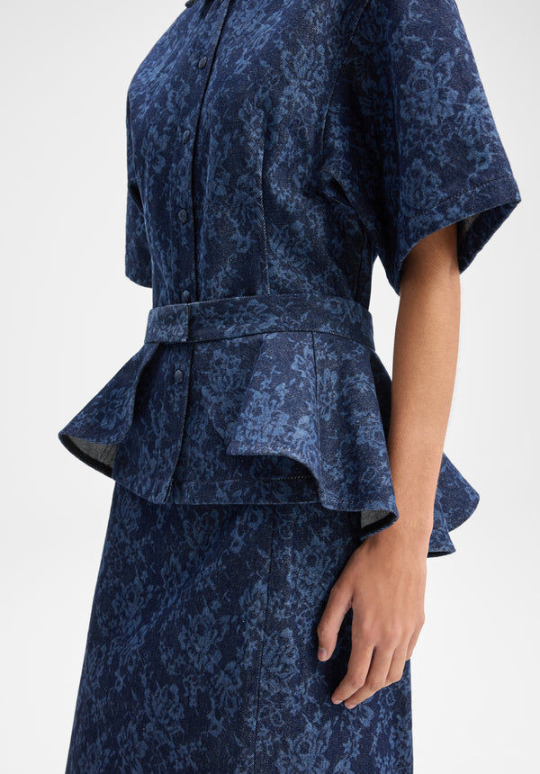 Lace Print Denim Petal Belt