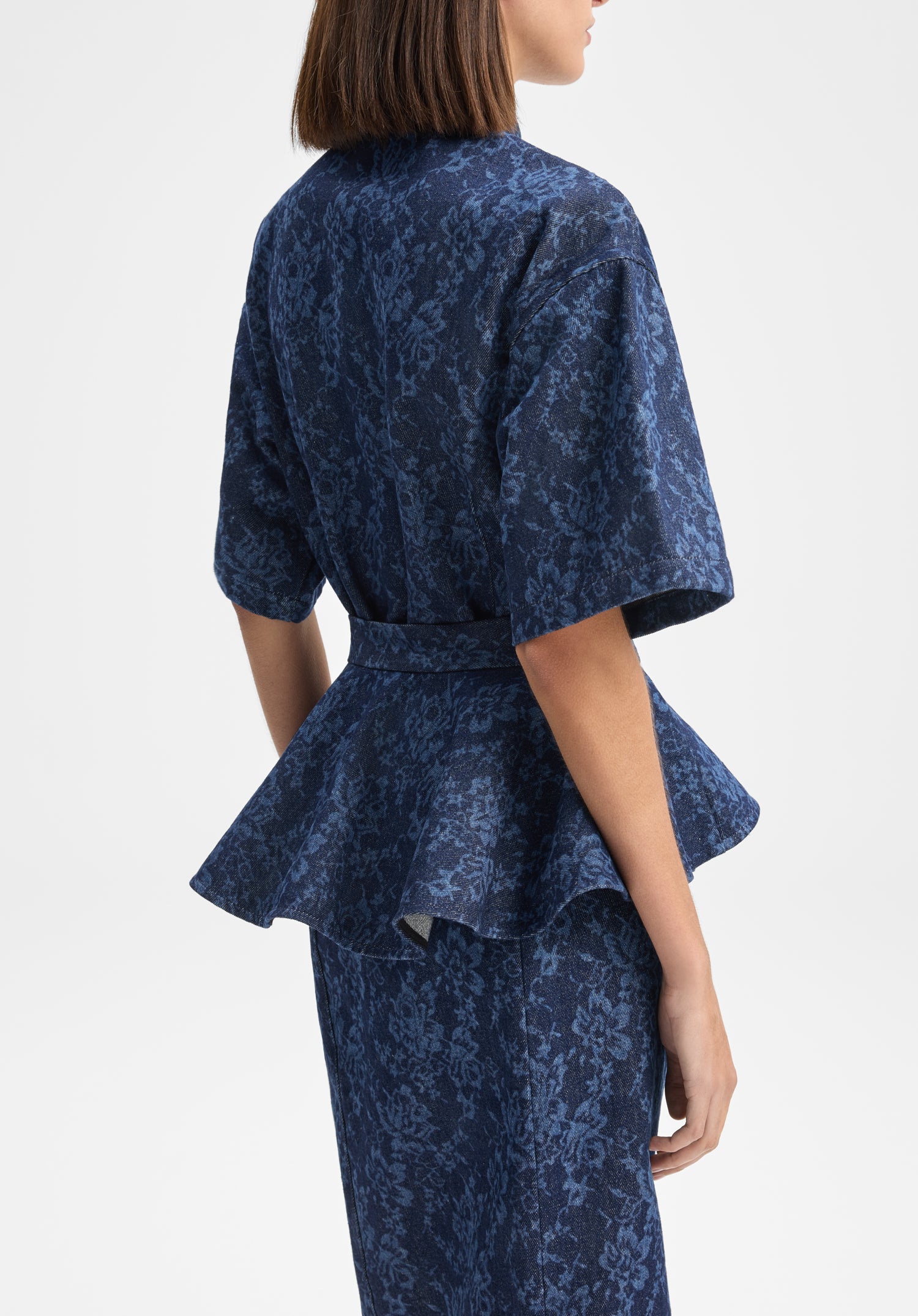 Lace Print Denim Petal Belt