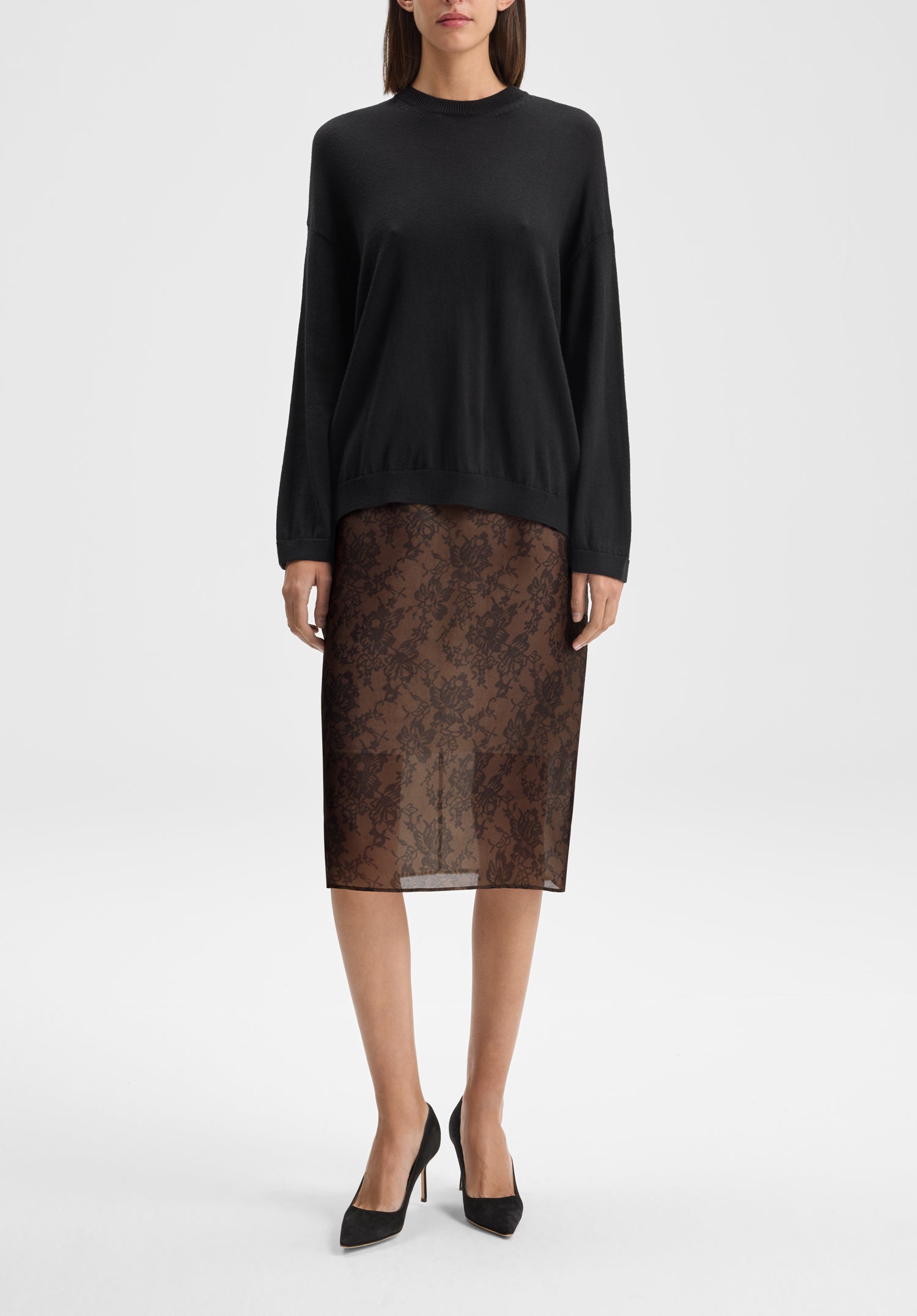 Lace Print Organza Skirt