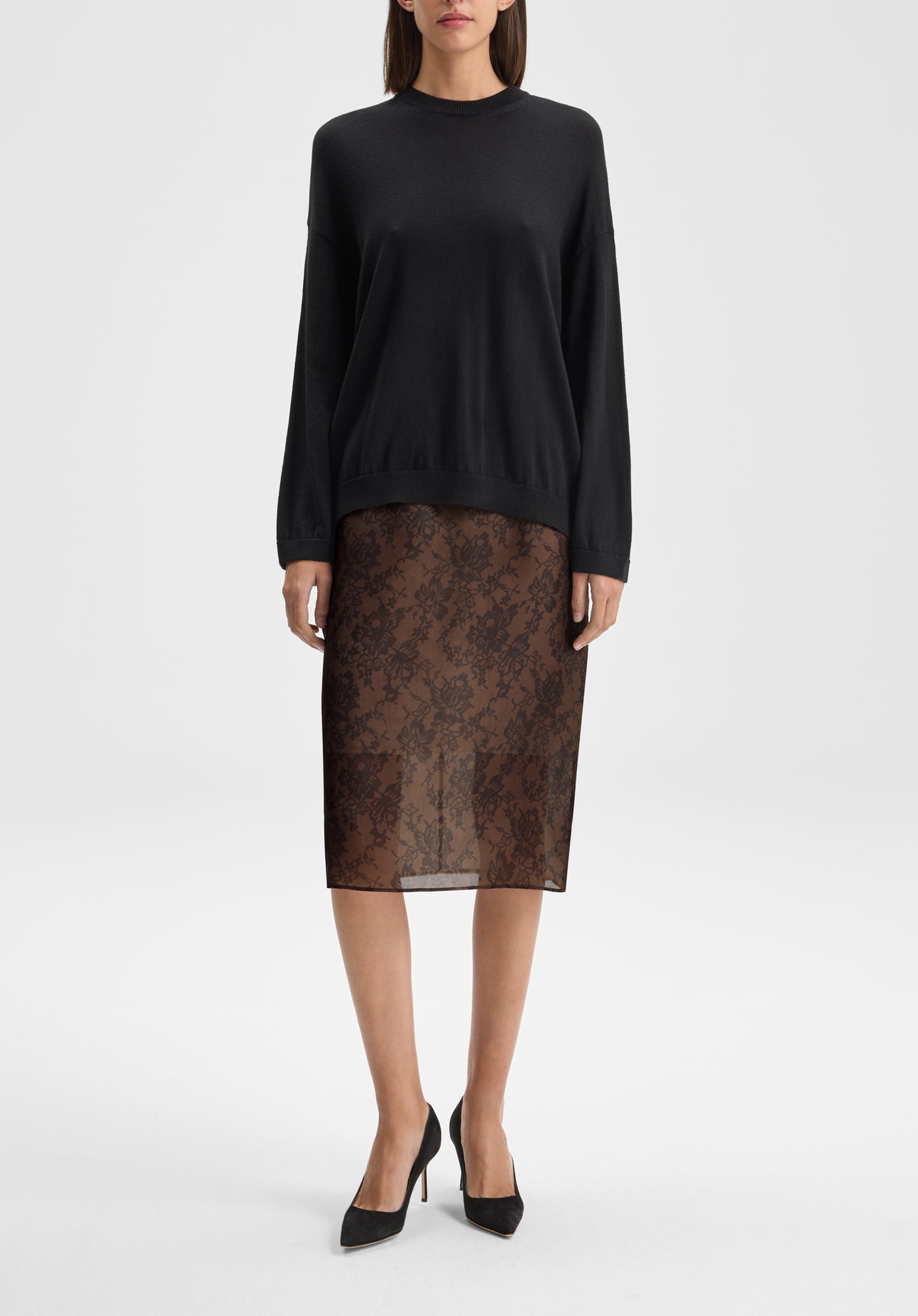 Lace Print Organza Skirt