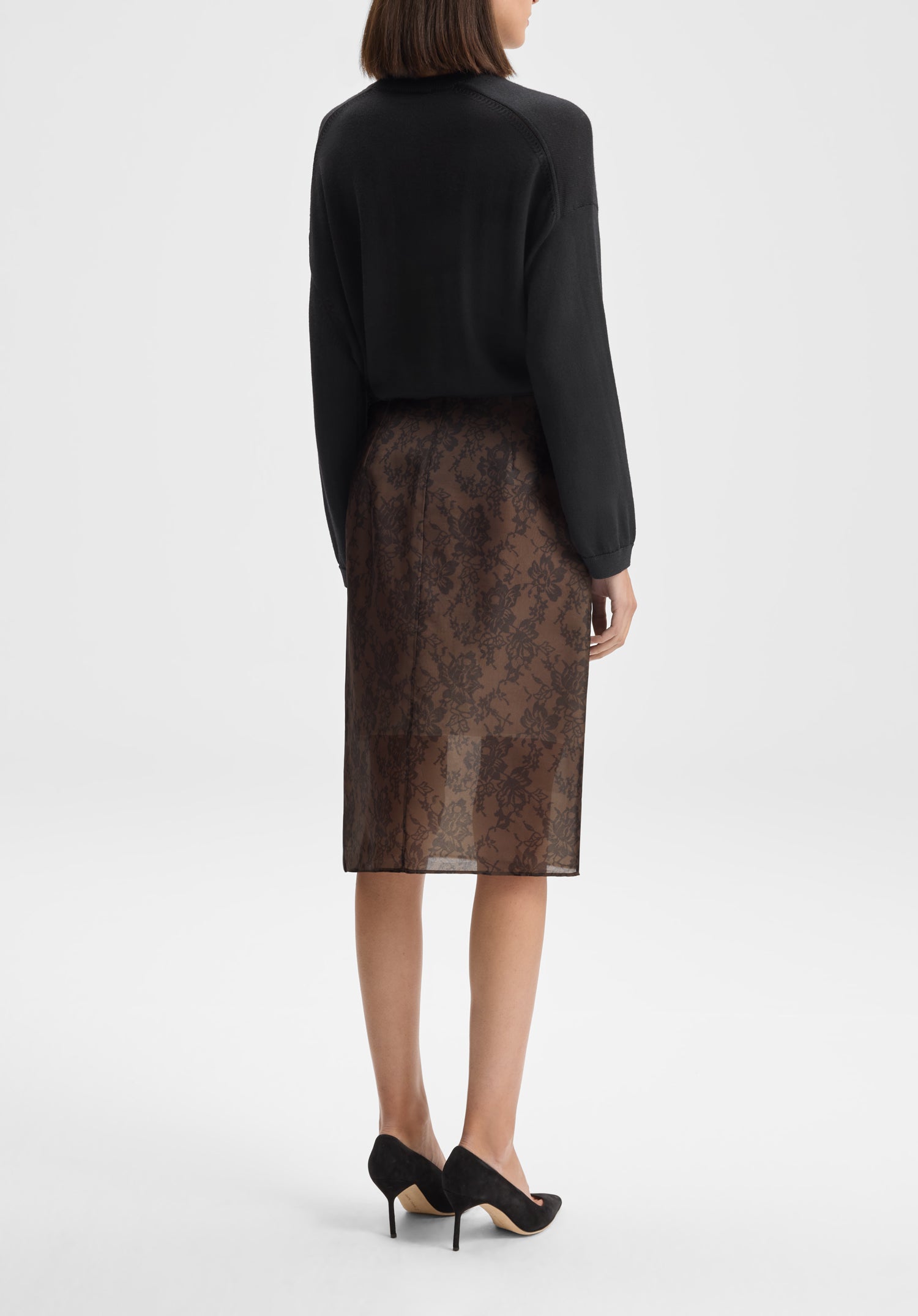 Lace Print Organza Skirt