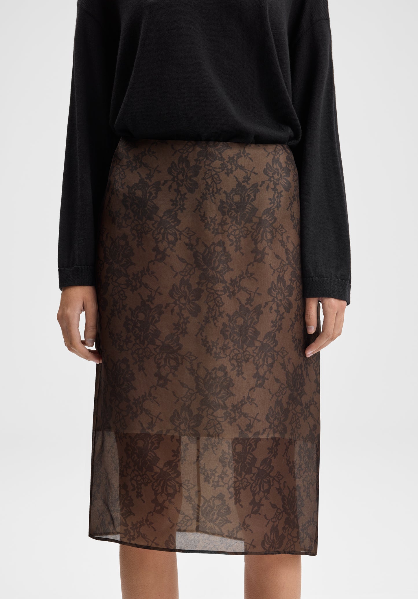 Lace Print Organza Skirt