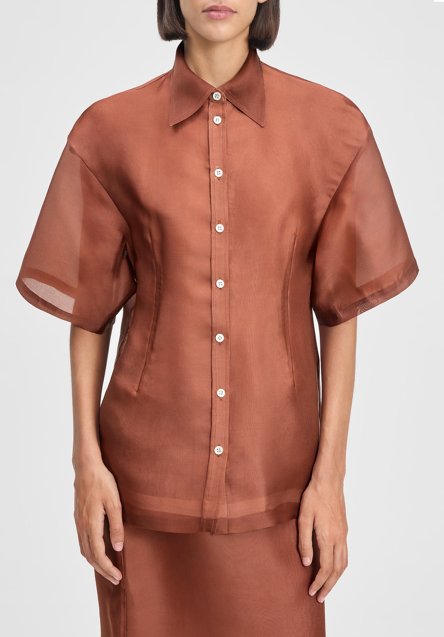 Verse Short-sleeve Organza Shirt