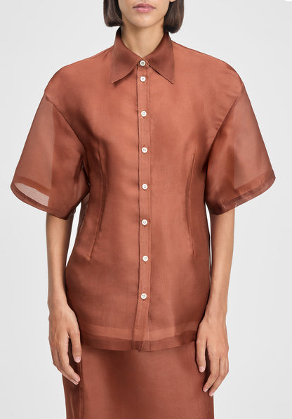 Verse Short-sleeve Organza Shirt