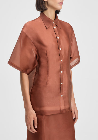 Verse Short-sleeve Organza Shirt