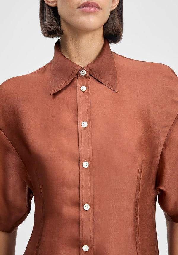 Verse Short-sleeve Organza Shirt