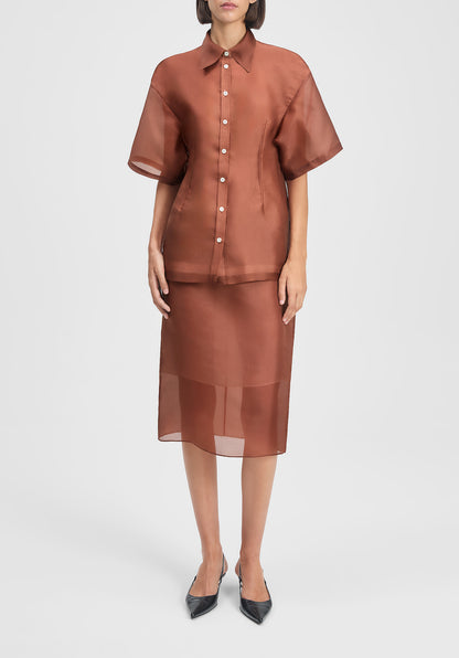 Verse Short-sleeve Organza Shirt