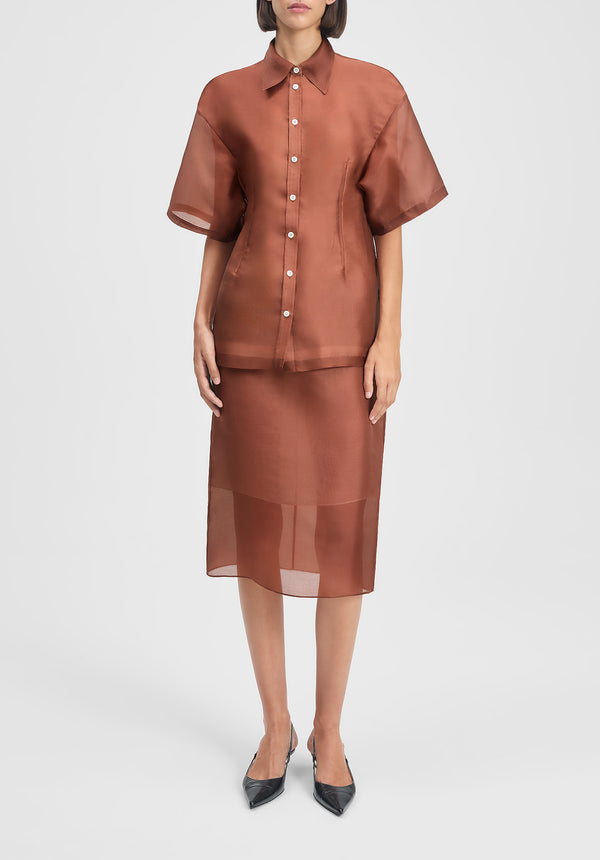 Verse Short-sleeve Organza Shirt