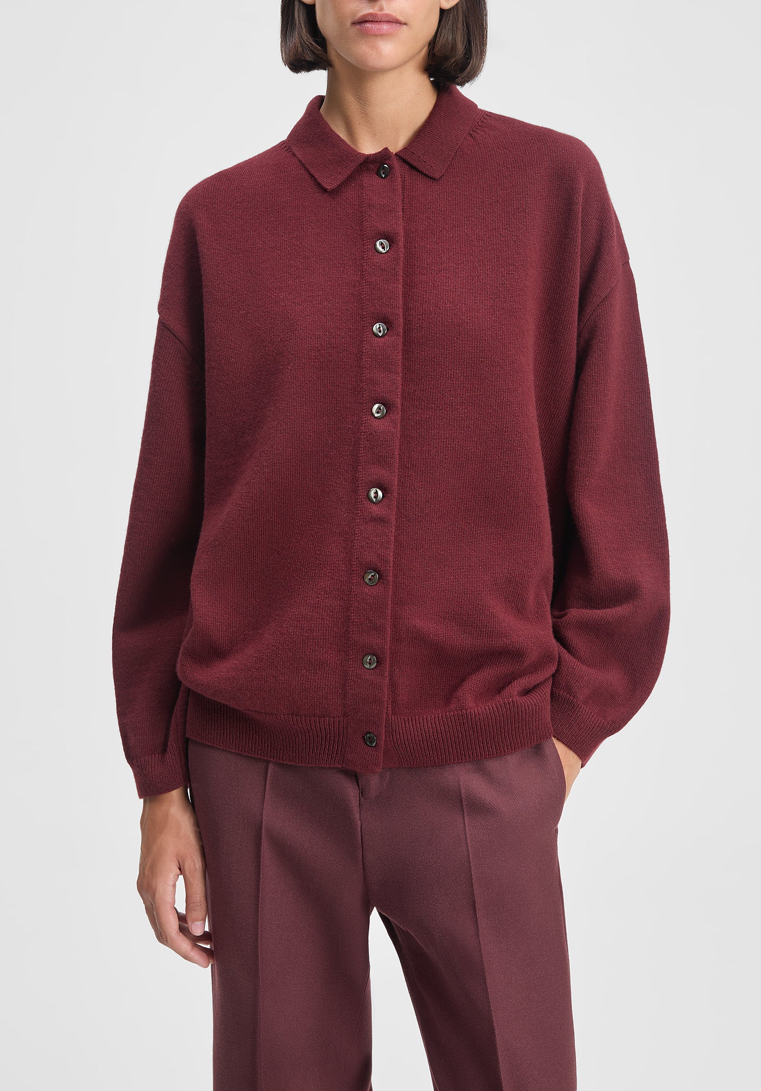 Polo-neck Knit Cardigan