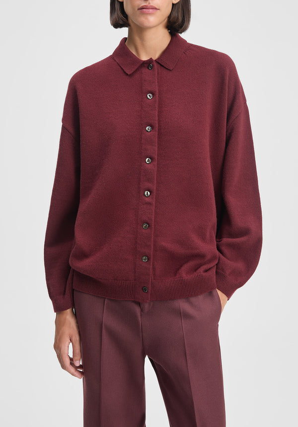 Polo-neck Knit Cardigan