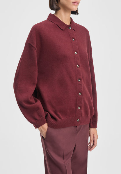 Polo-neck Knit Cardigan