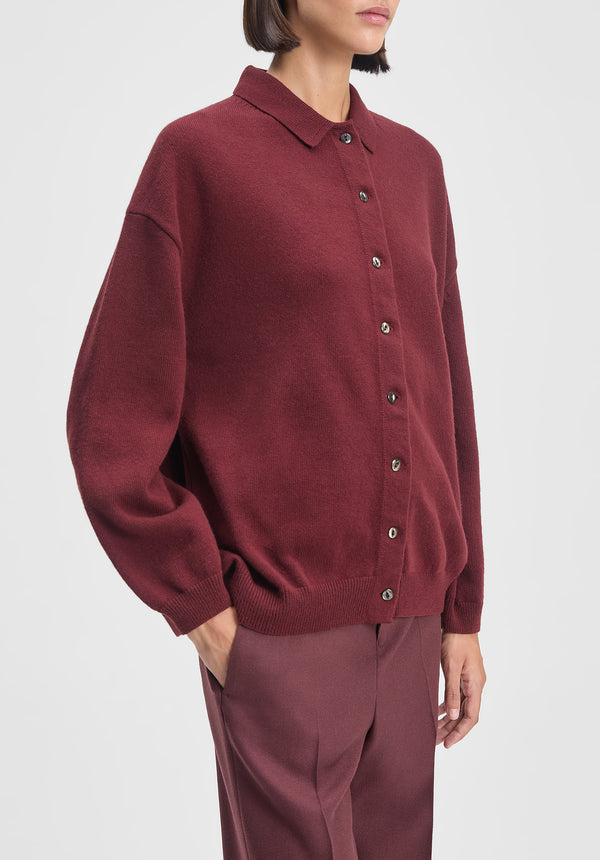 Polo-neck Knit Cardigan