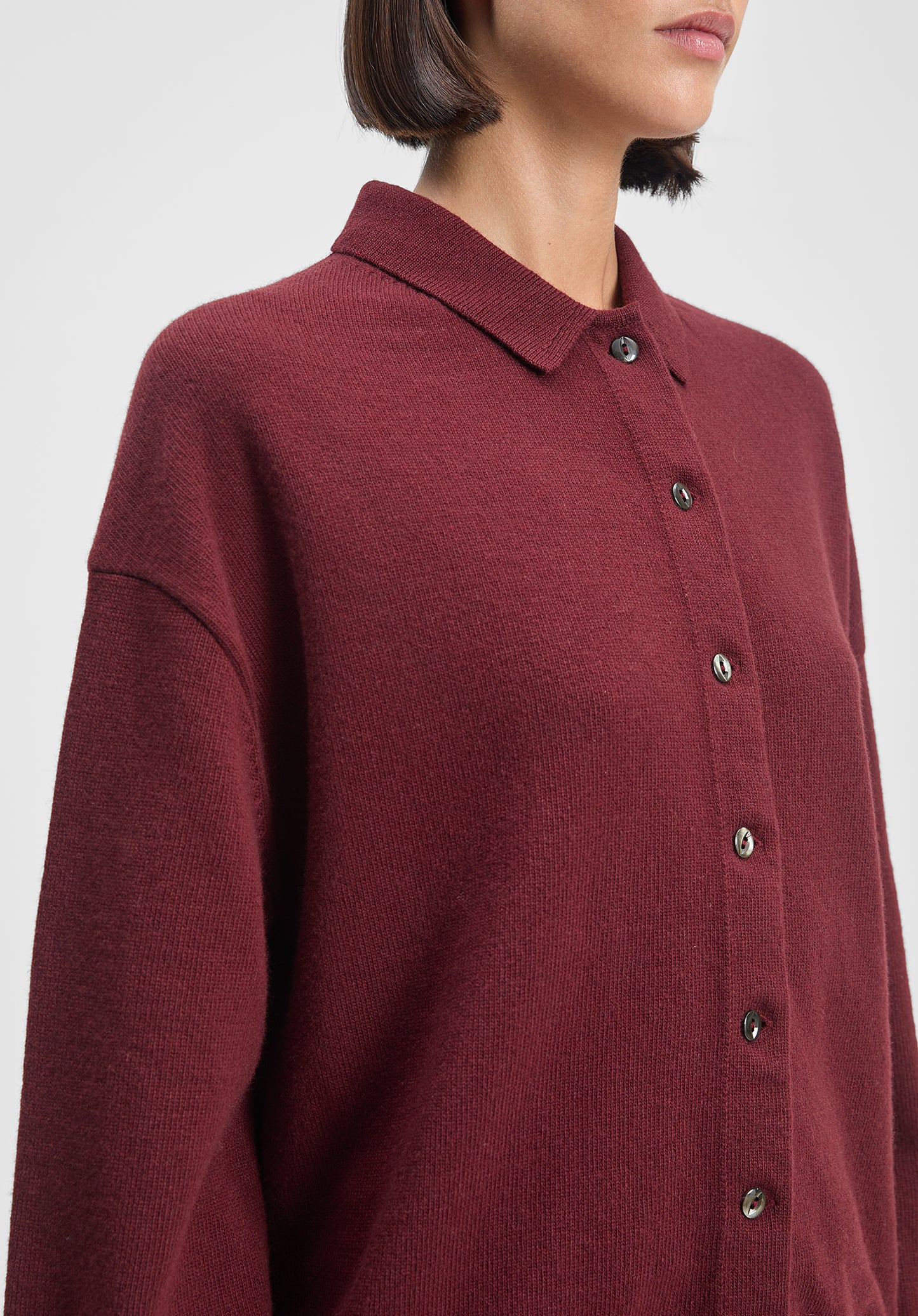 Polo-neck Knit Cardigan