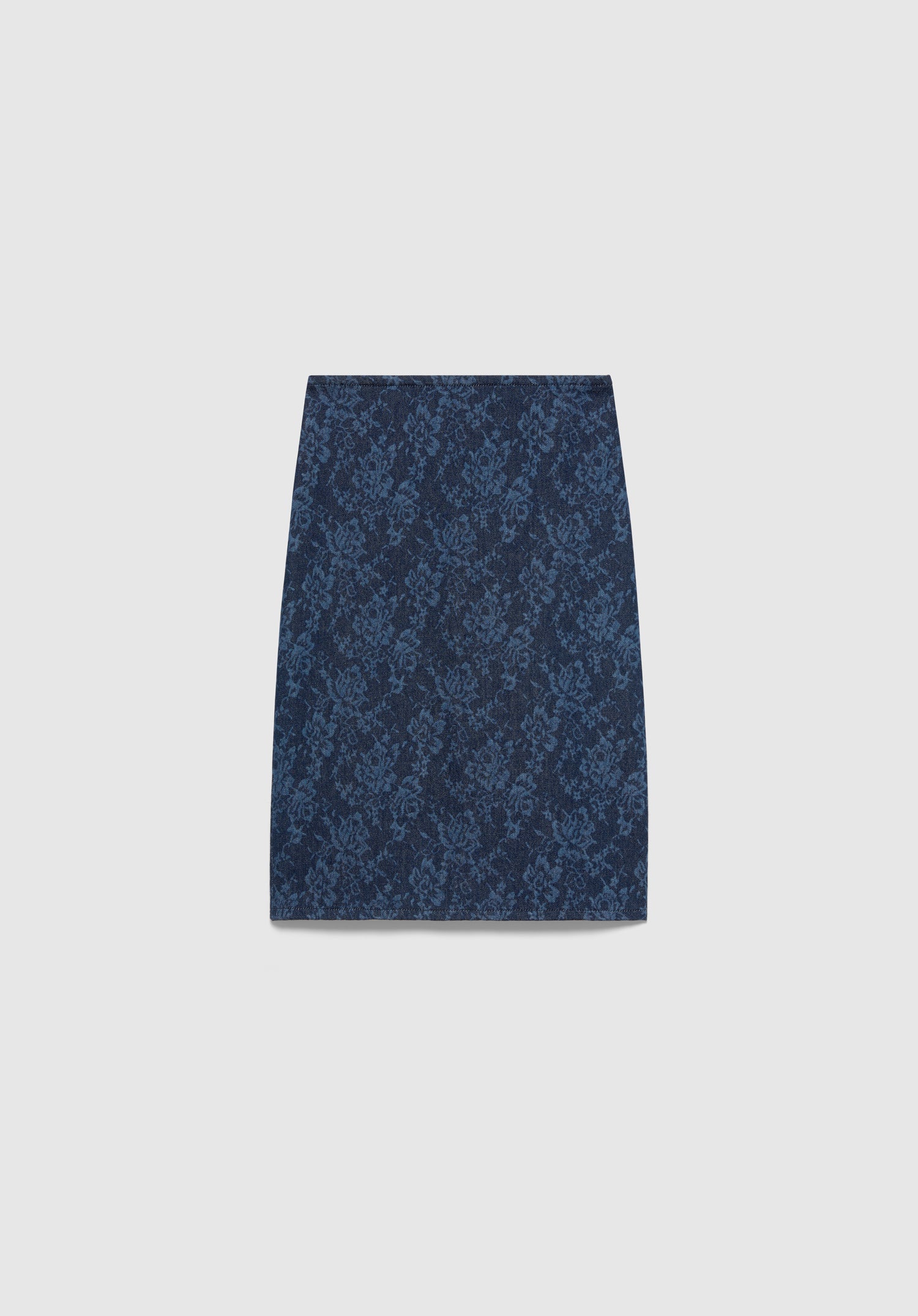 Lace Print Denim Skirt