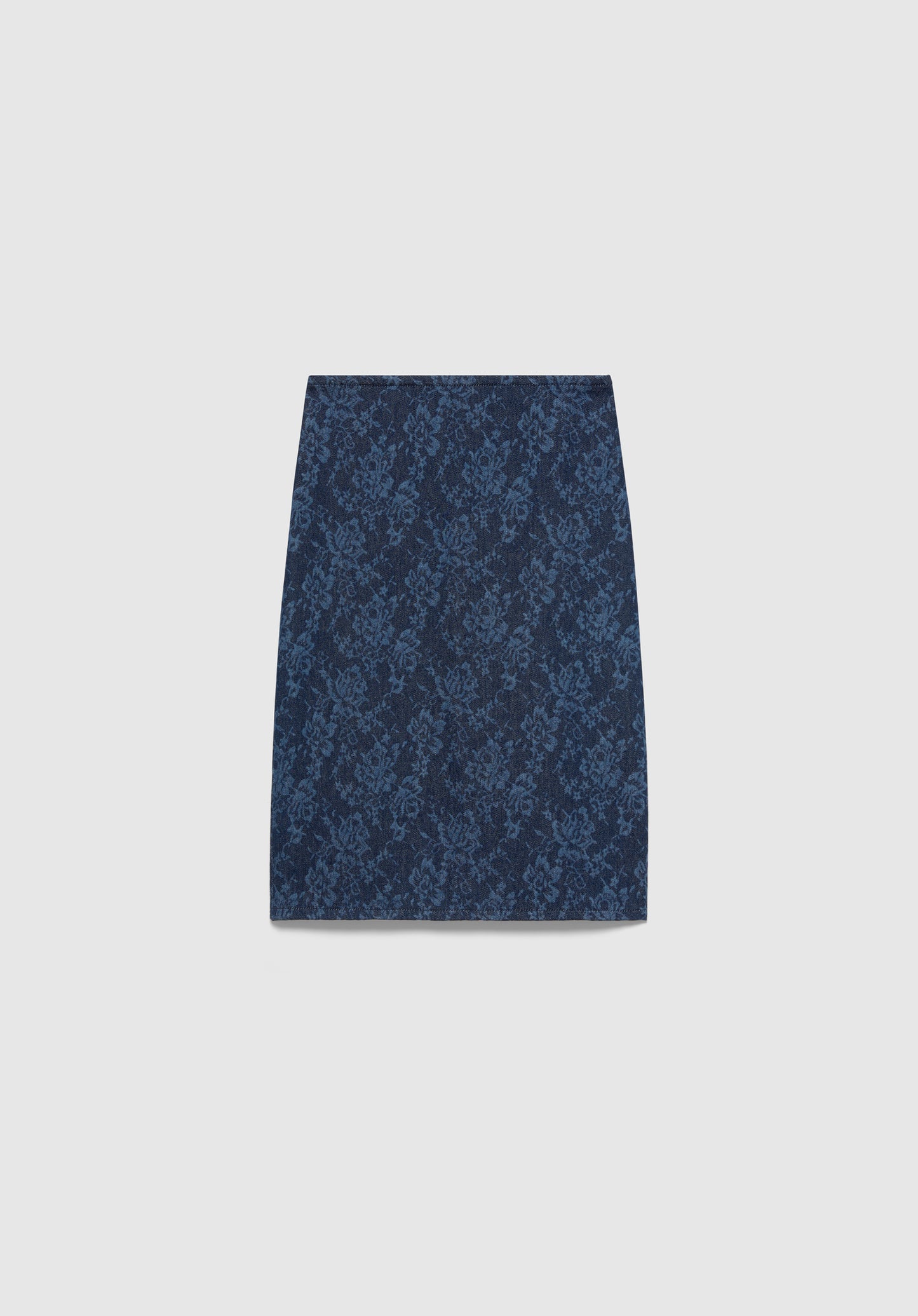 Lace Print Denim Skirt