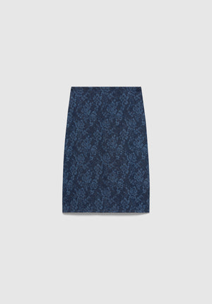 Lace Print Denim Skirt
