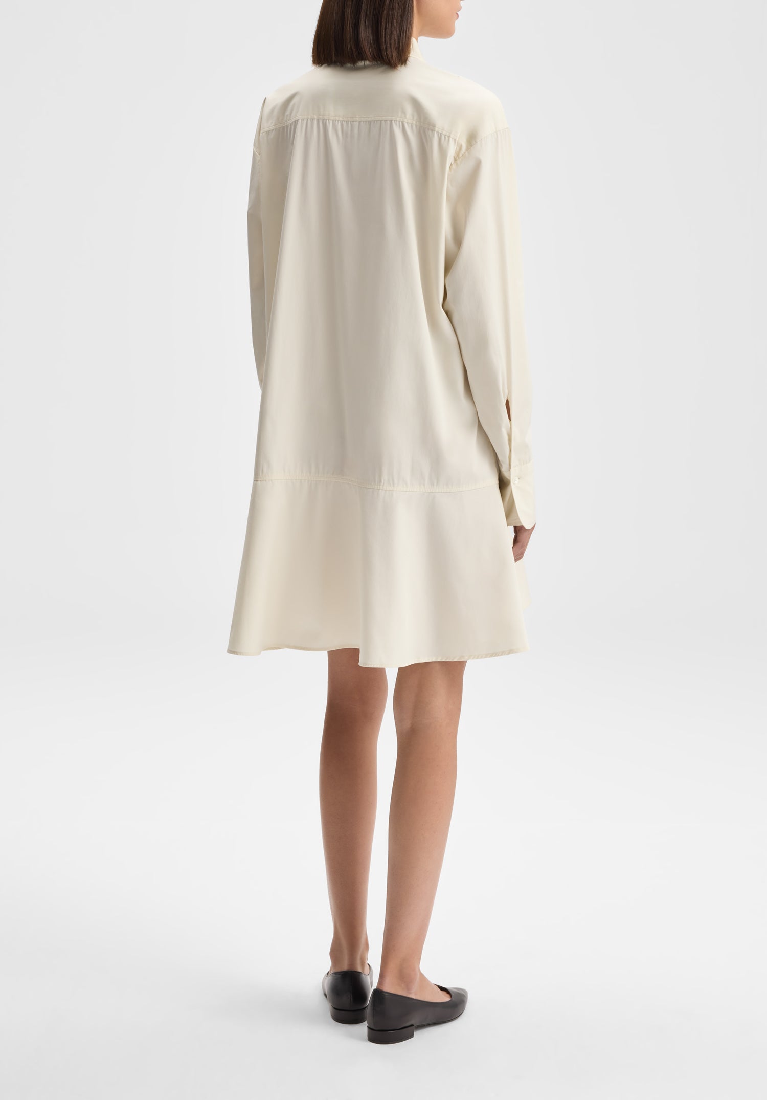 Petal Bottom Shirt Dress - L / Off White Petal Bottom Shirt Dress - L / Off White