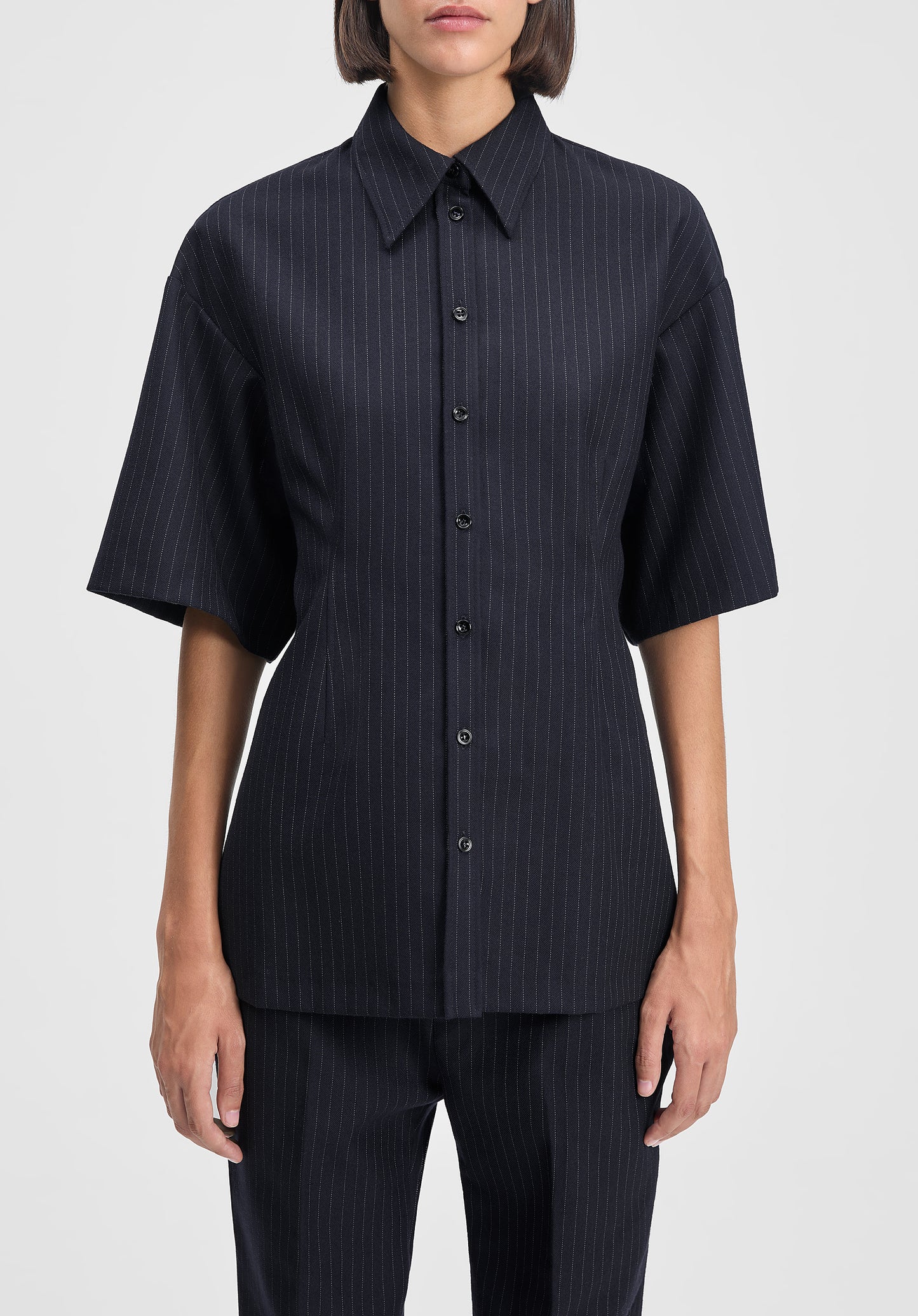 Verse Short-sleeve Pinstriped Shirt