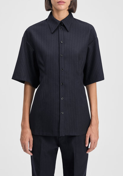 Verse Short-sleeve Pinstriped Shirt