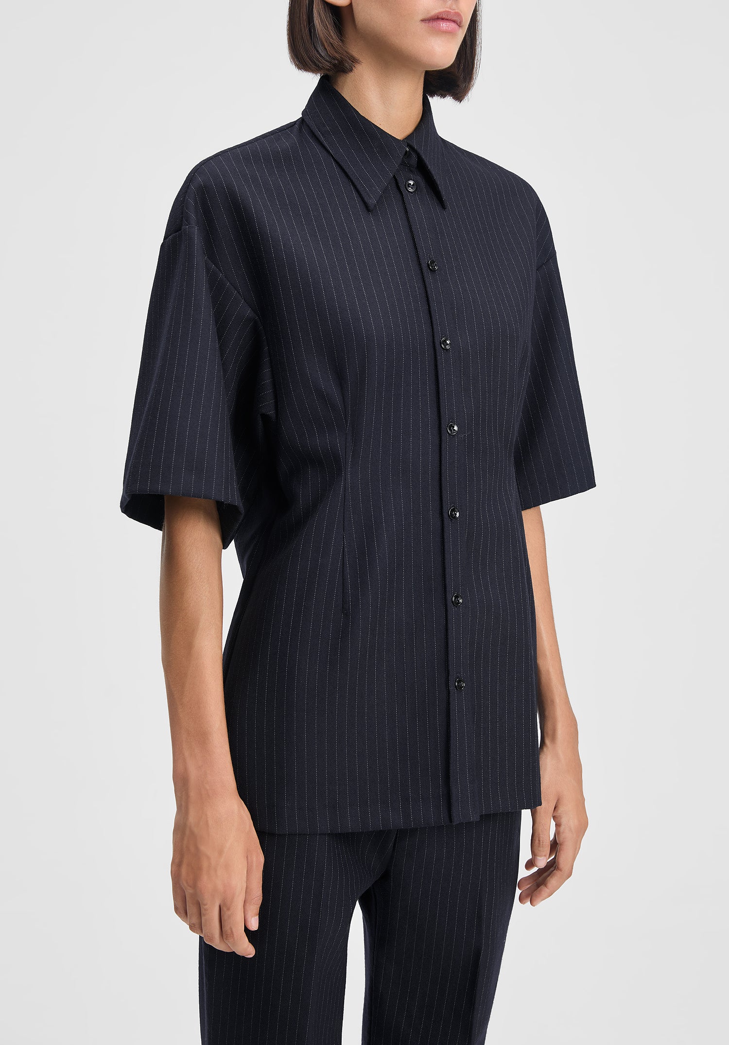 Verse Short-sleeve Pinstriped Shirt