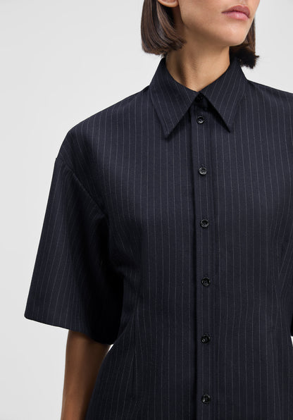 Verse Short-sleeve Pinstriped Shirt
