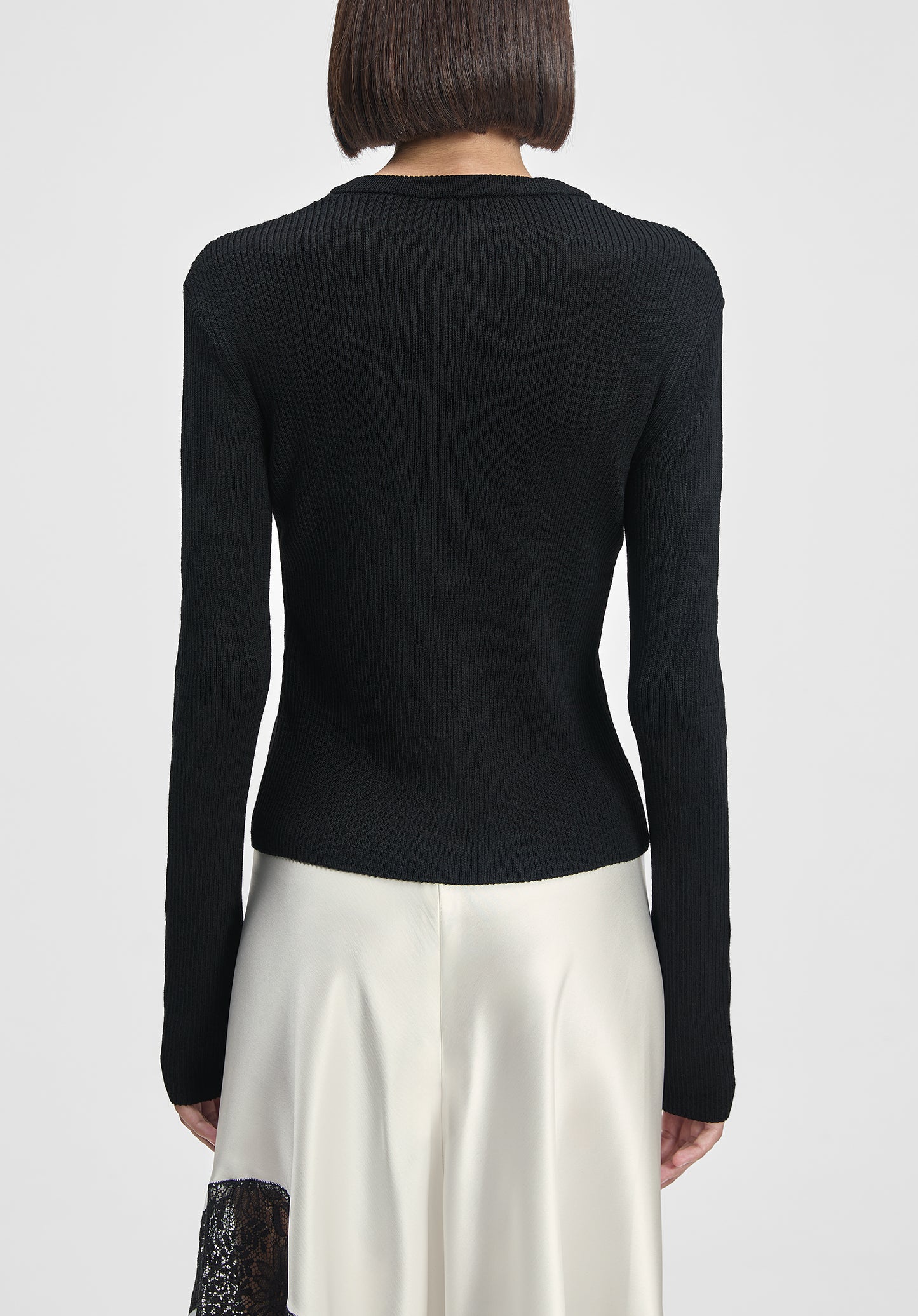 Slim Merino Rib Knit Cardigan