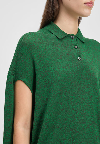 Polo-neck Cut-out Knit Sweater