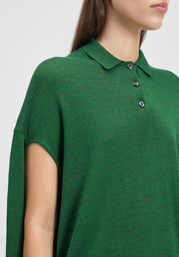 Polo-neck Cut-out Knit Sweater