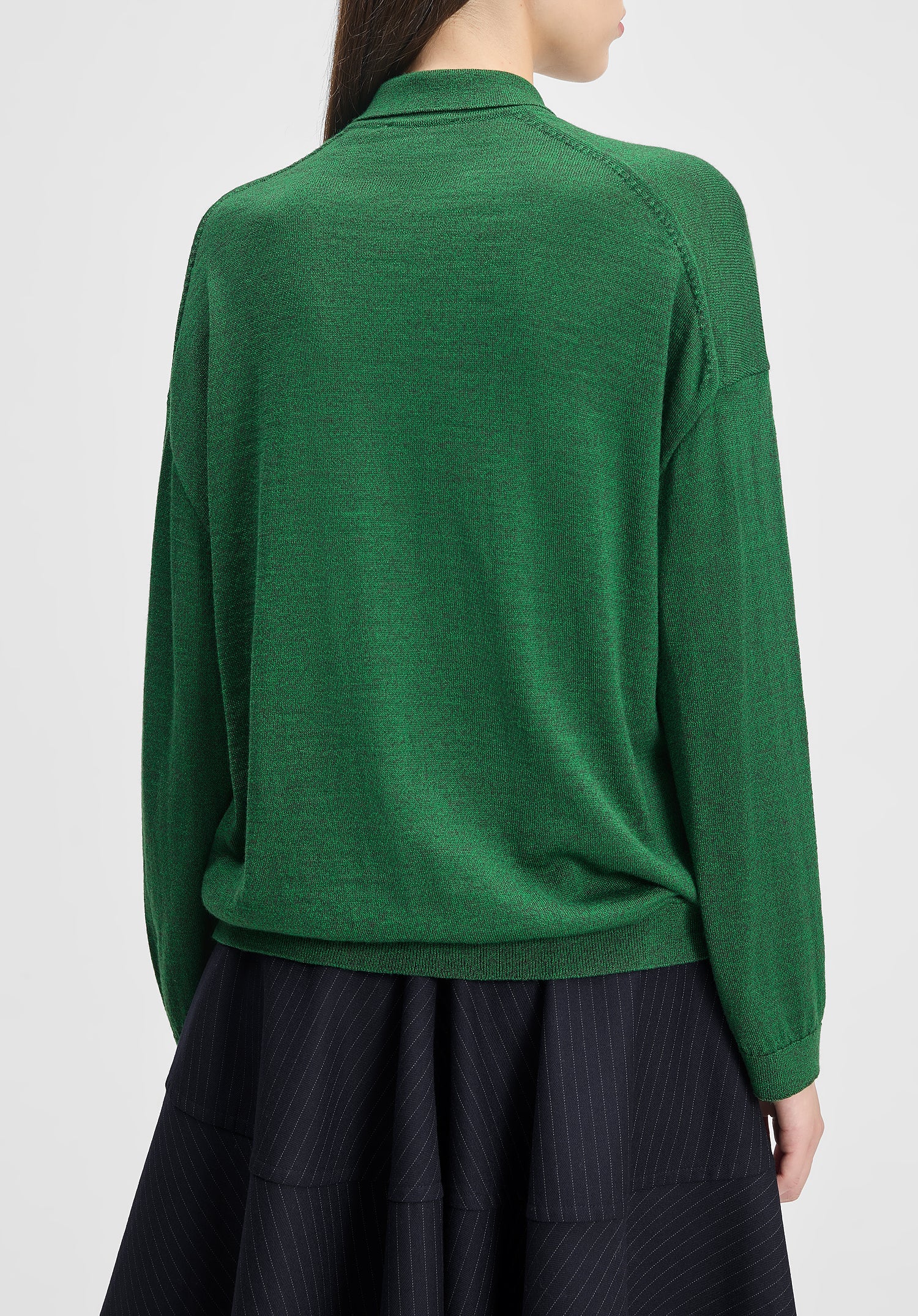 Polo-neck Cut-out Knit Sweater