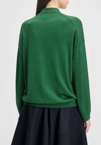 Polo-neck Cut-out Knit Sweater