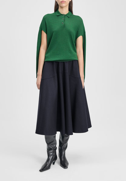 Polo-neck Cut-out Knit Sweater