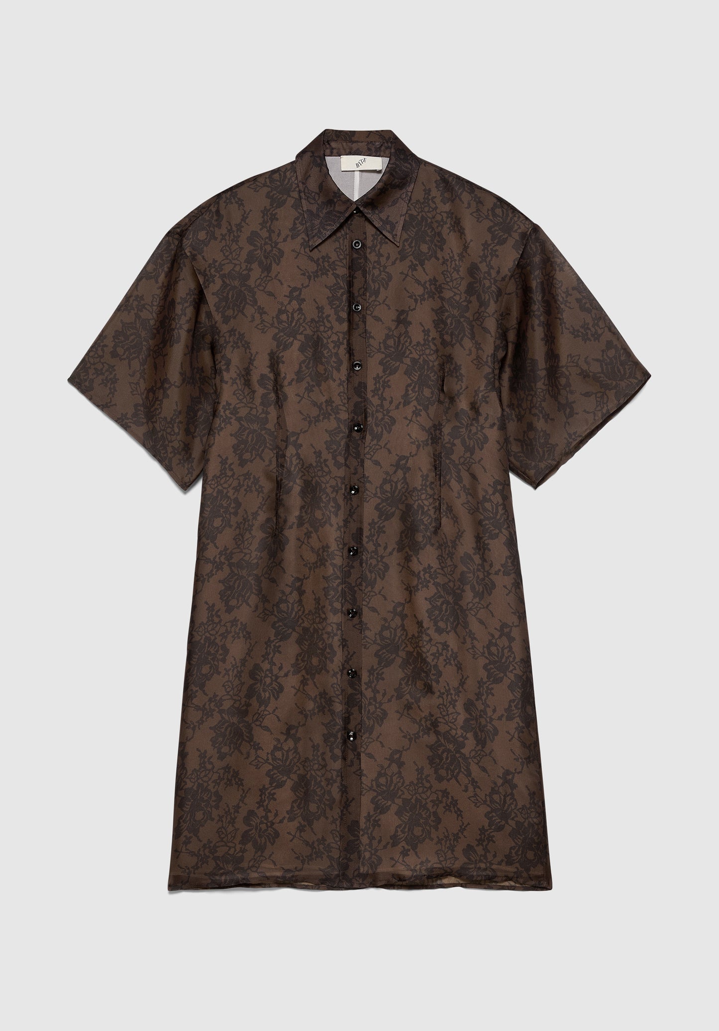Lace Print Organza Shirt Dress
