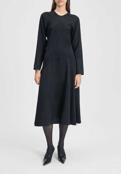Shield Long-sleeve Crepe Dress