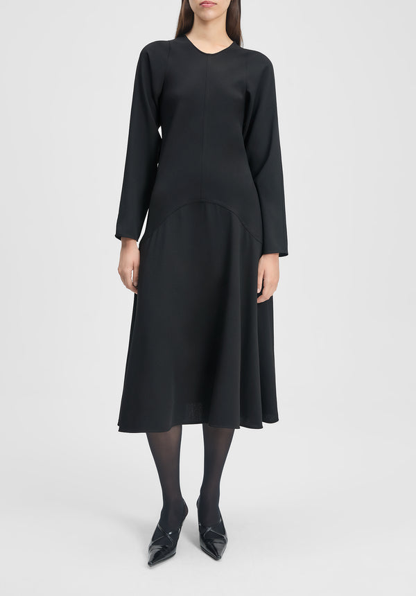 Shield Long-sleeve Crepe Dress