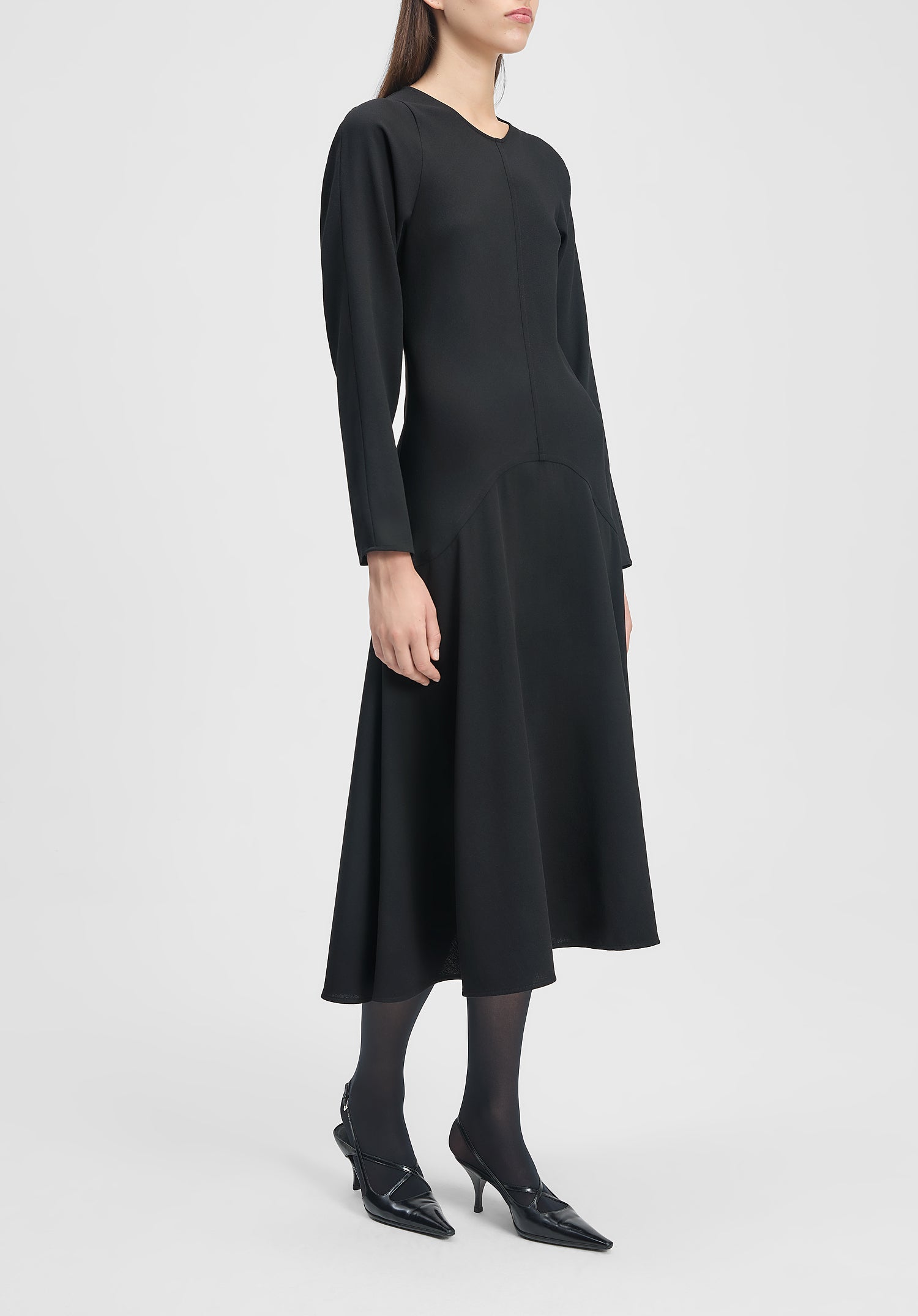 Shield Long-sleeve Crepe Dress