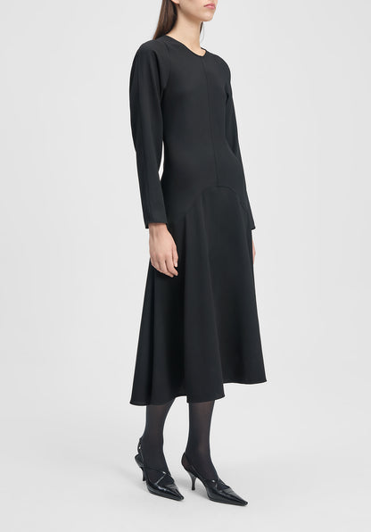 Shield Long-sleeve Crepe Dress