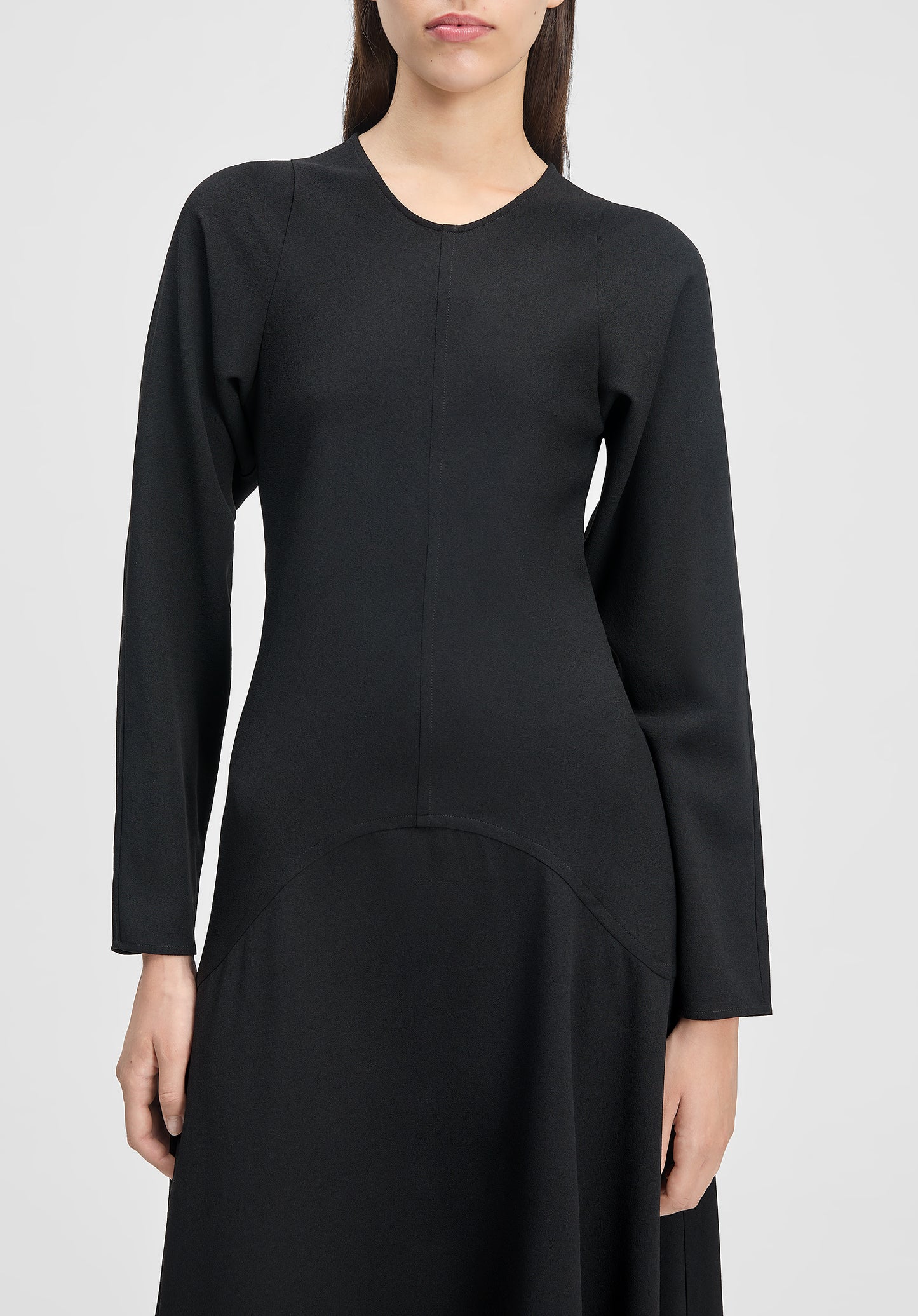 Shield Long-sleeve Crepe Dress